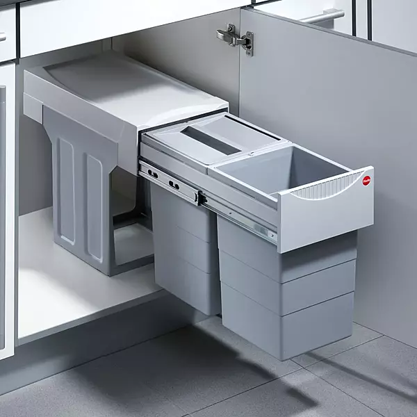 Kesseboehmer Hailo AS Tandem 15/15/D Light Grey Waste Bin