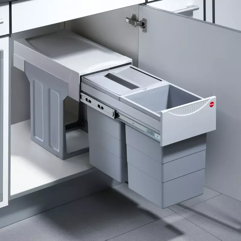 Kesseboehmer Hailo AS Tandem 15/15/D Light Grey Waste Bin