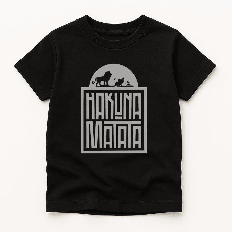 Kids Black Safari Graphic T-Shirt | No Worries Cotton Printed Tee