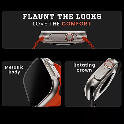 HAMMER Ultra Classic 2.01" Always on Display, Bluetooth Calling Smart Watch, Wireless Charging, 1 Extra Strap, Raise to Wake, in-Built Games