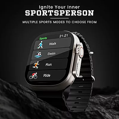 HAMMER Ultra Classic 2.01" Always on Display, Bluetooth Calling Smart Watch, Wireless Charging, 1 Extra Strap, Raise to Wake, in-Built Games