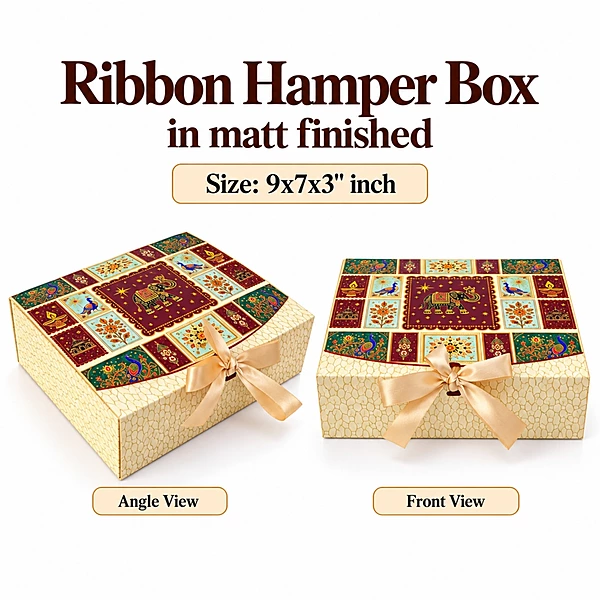 Ribbon Hamper Box - Matt Finish - 9x7x3 Inch