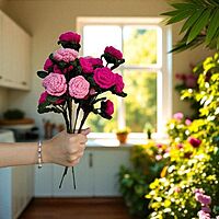 Triple-Blossom Rose Flower Stem