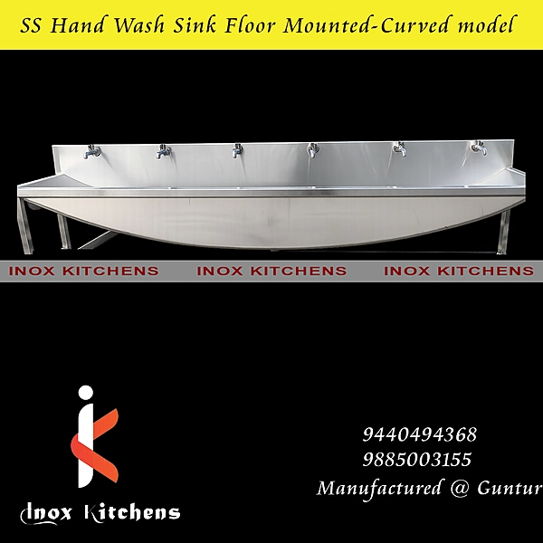 SS Hand Wash Sink Curved Model
