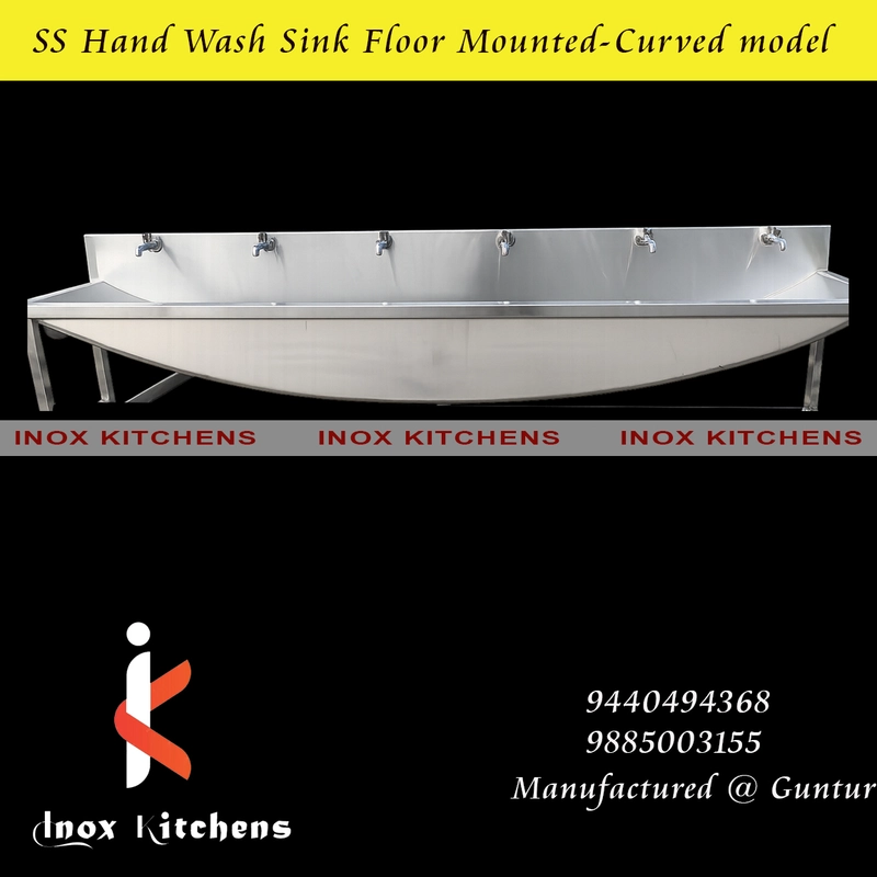 SS Hand Wash Sink Curved Model