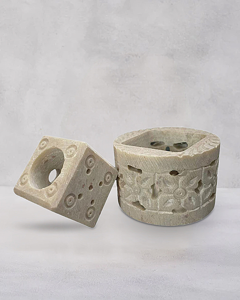 Hand Carving Soapstone Incense Stick Multi Round Holder