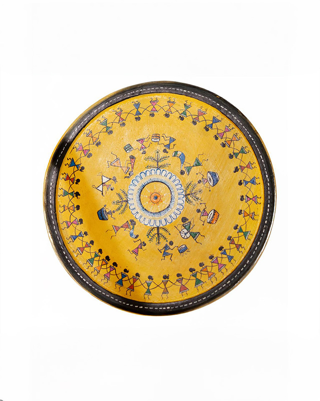 Hand-Painted Warli Art Wooden Stool