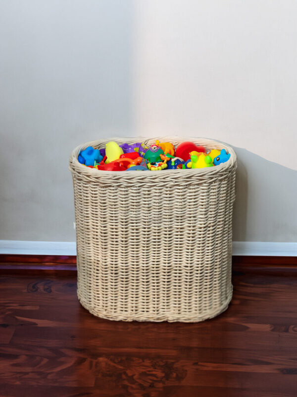 Hand-Woven Bamboo Cane Storage Basket – Natural