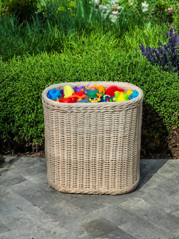 Hand-Woven Bamboo Cane Storage Basket – Natural