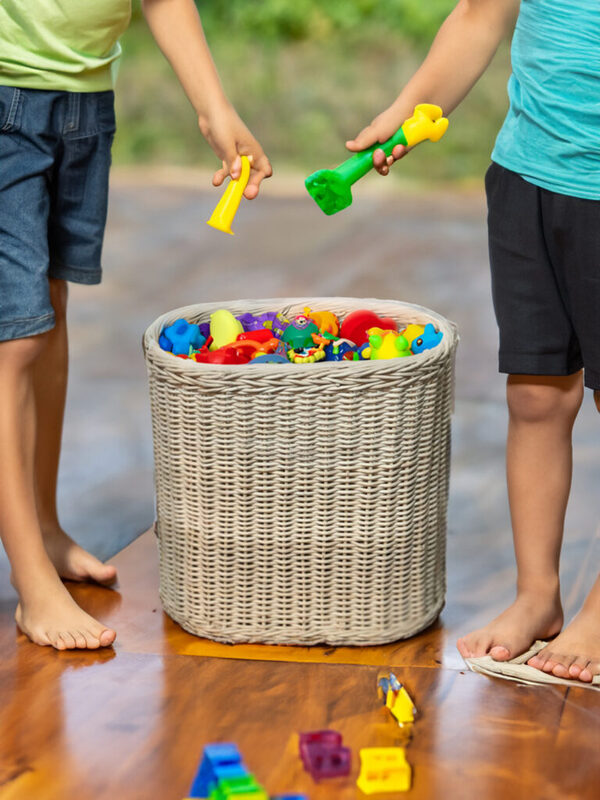 Hand-Woven Bamboo Cane Storage Basket – Natural