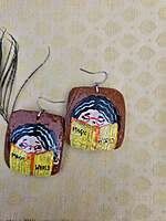 Hand Painted - Coconut Shell Earrings