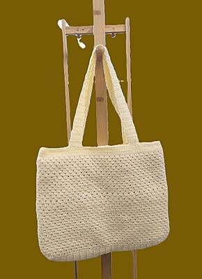 Handknitted Wool Tote Bag Cream