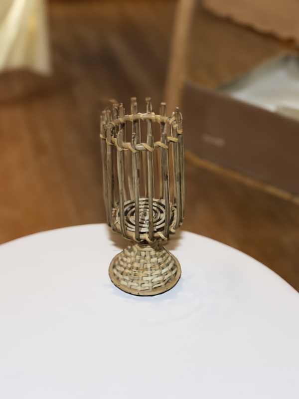 Handmade Bamboo Cane Candle Holder – Natural Style