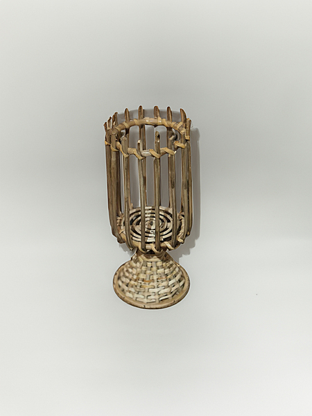 Handmade Bamboo Cane Candle Holder – Natural Style