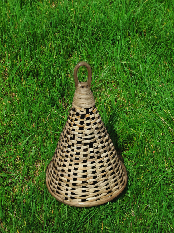 Handmade Bamboo Cane Hanging Lamp Shade – Cone Shape