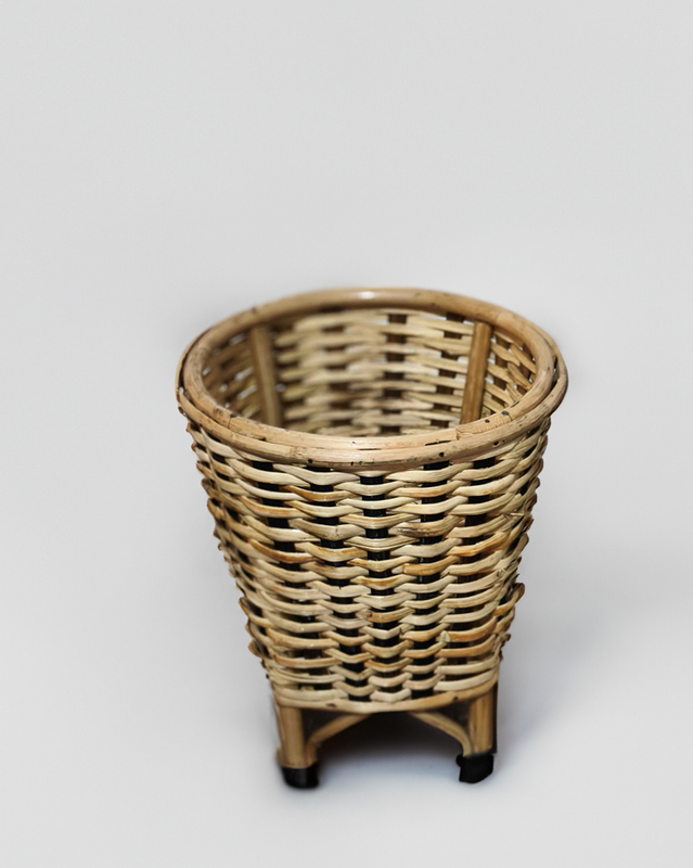 Handmade Bamboo Cane Plant Holder with Small Legs