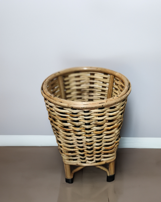 Handmade Bamboo Cane Plant Holder with Small Legs