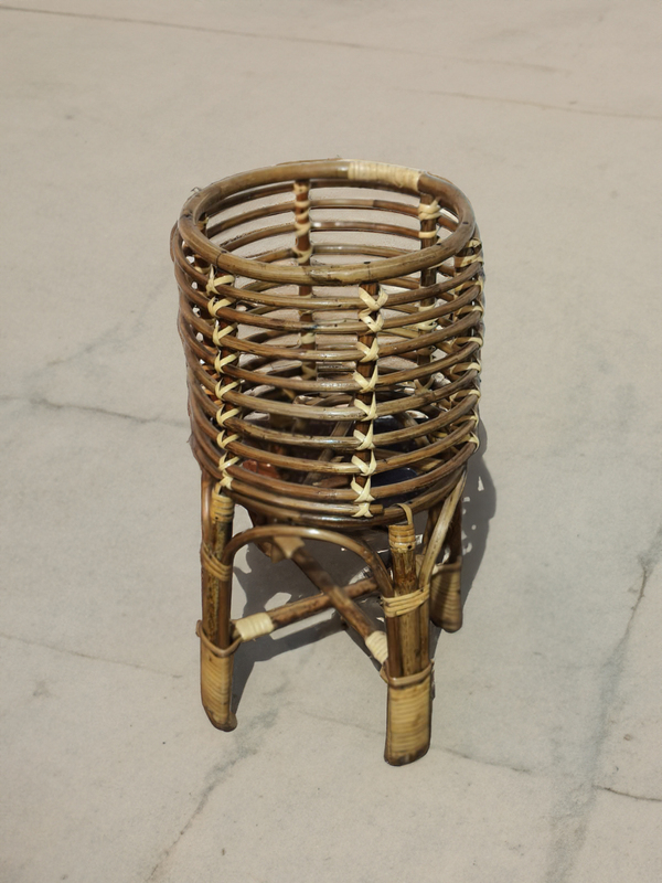 Handmade Bamboo Cane Plant Stand with Legs – Small