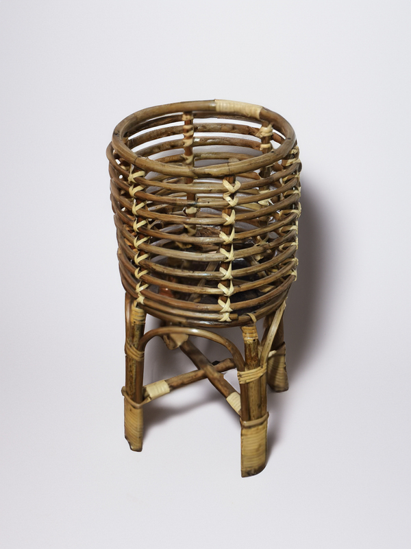 Handmade Bamboo Cane Plant Stand with Legs – Small