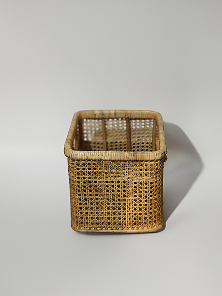 Handmade Bamboo Cane Rectangular Storage Basket