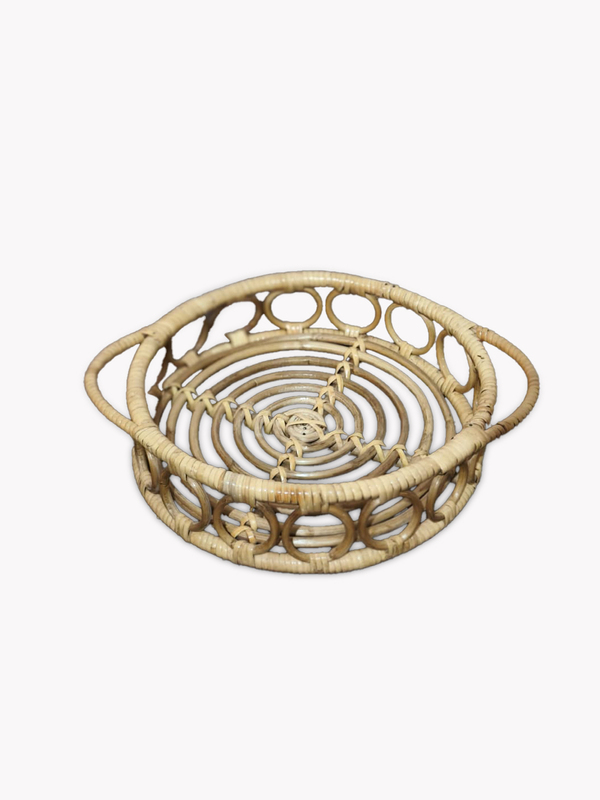 Handmade Bamboo Cane Serving Tray with Handles