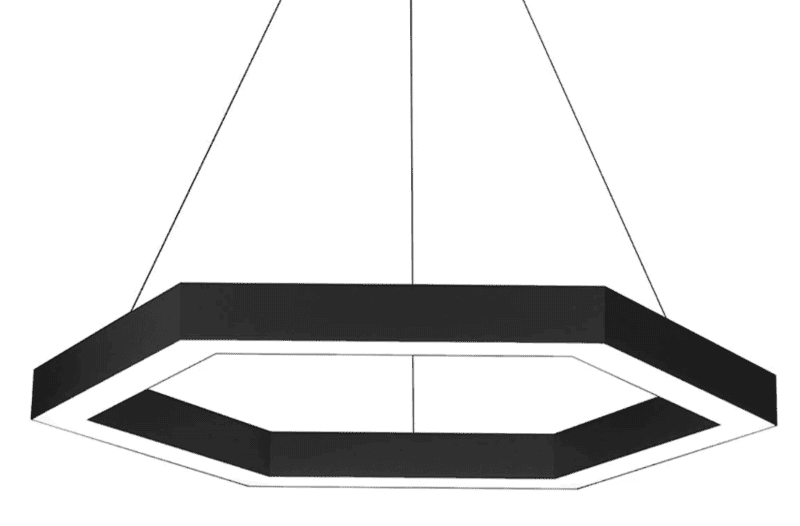 LED Hanging Light 50x70mm 18Ft Hexagon - 180W Black Body (CW)