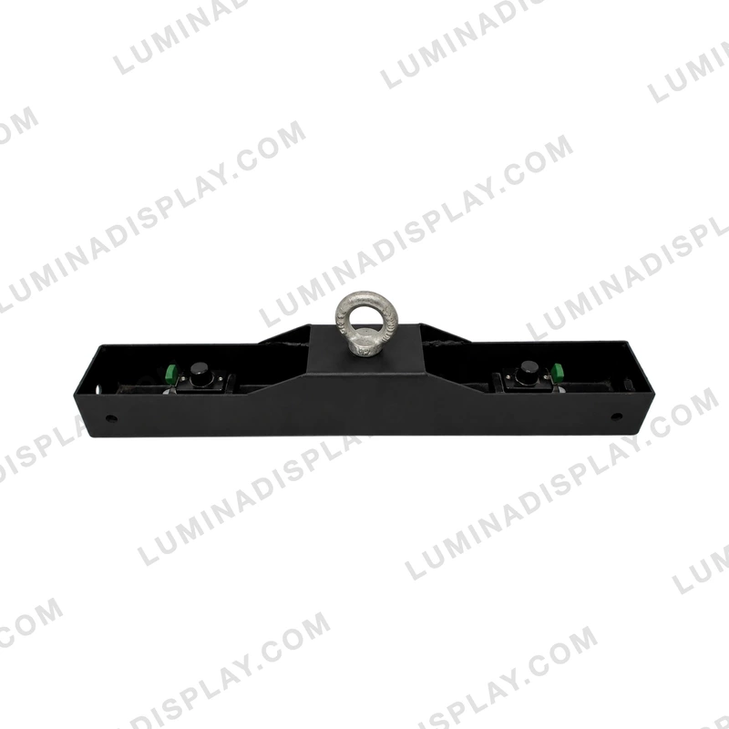 500 mm powder-coated steel LED cabinet hanging bar with centre eyebolt and latches – Lumina