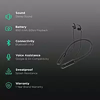 Portronics Harmonics 250 – Wireless Headset, 60H Battery Life, Bluetooth Connectivity, Comfortable Fit, Deep Bass, Built-in Mic, Ideal for Music & Calls, Sleek Design, Color: Black.
