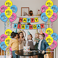 The Magic Balloon - Happy 13th Birthday Celebration Combo Kit, 30 Printed Balloons and a Banner Pack of 31pcs…