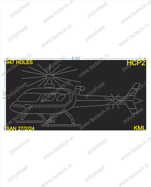 HCP2 HELICOPTER 4X8 FEET 947 HOLES