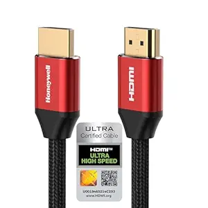 Honeywell HDMI Cable 2.1 with Ethernet, 8k@60Hz, 4K@120Hz UHD Resolution, (9.8ft/3M), 48 GBPS Transmission Ultra High Speed, Dolby DTS, eARC, 3D,Male-