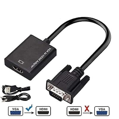 VGA to HDMI Converter Adapter 1080P (Male to Female) for Computer, Desktop, Laptop, PC, Monitor, Projector