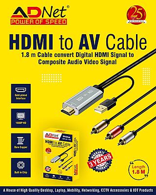 Hdmi to AV Cable Convert Digital HDMI Signal to Composite Audio Video Signal