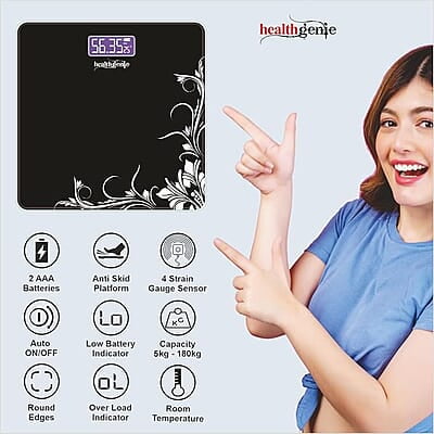 Health Weight Machine MORAVLA Glass Digital Health Weighing Machine (Black)