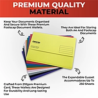 Pack of 10 Assorted Coloured Card Premium Foolscap Document Wallets