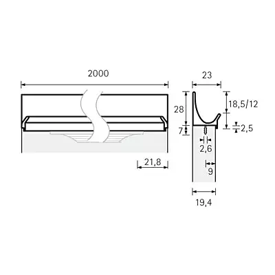 Hettich Lutetia Profile Handle 3000 mm