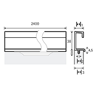 Hettich Seveso Handle- 2400 mm- for 19mm Thickness