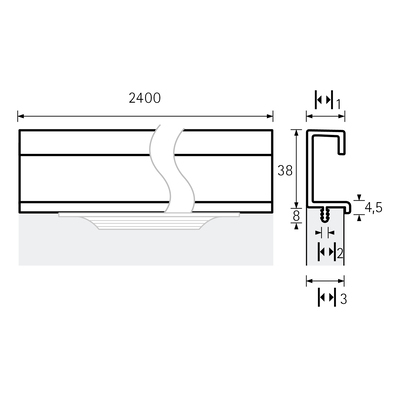 Hettich Seveso Handle- 2400 mm- for 19mm Thickness