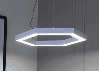 LED Hanging Light 50x70mm 12Ft Hexagon - 120W White Body (NW)