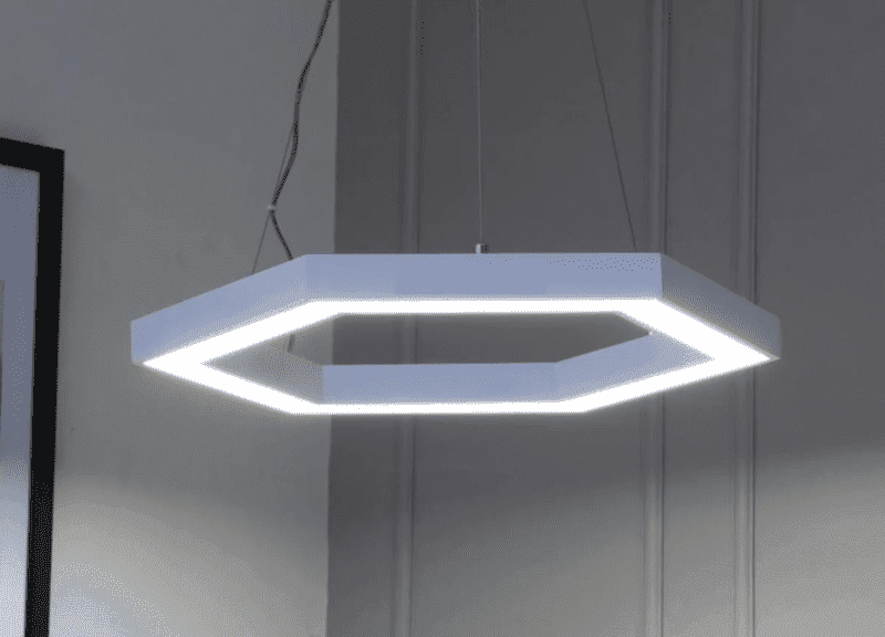 LED Hanging Light 50x70mm 12Ft Hexagon - 120W White Body (NW)