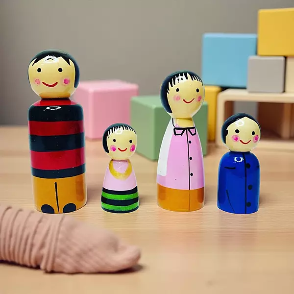 Channapatna Handcrafted Wooden Peg Dolls – Non-Toxic Colors