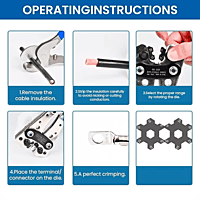Battery Cable Lug Crimping Tool for AWG 10-1 Copper Wire Lugs with 60 Pcs 8 Sizes