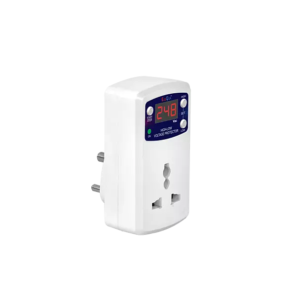 ELEQUA 6A Digital High, Low Voltage Cutoff/Protector Plug Socket  With Surge Protection