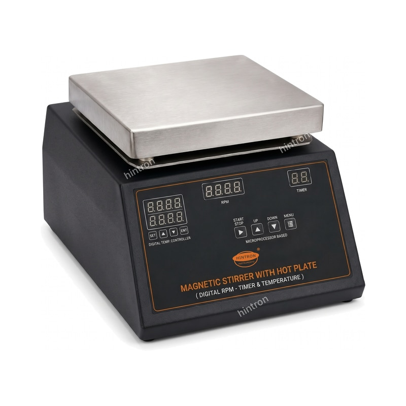 Hintron HTN-MG131 microprocessor magnetic stirrer with hot plate, isometric view