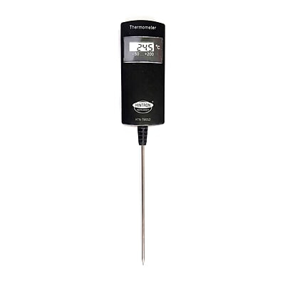 Hintron HTN-TM012 high accuracy digital thermometer with fixed stainless steel probe, front view