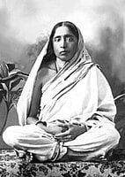 Holy Mother Sri Sarada Devi Photo - Studio with Lily Plant