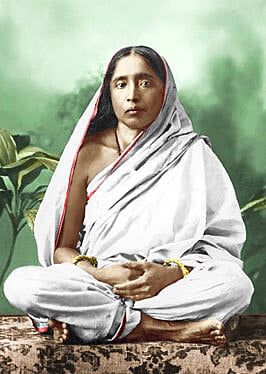 Holy Mother Sri Sarada Devi Photo - Studio with Lily Plant Holy Mother Sri Sarada Devi Photo - Studio with Lily Plant