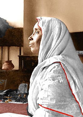 Holy Mother Sri Sarada Devi - Seated in Meditation - Side view Bust Photo