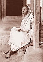 Holy Mother Sri Sarada Devi - Seated on Veranda at Jayrambati - Side View