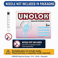 HMD Unolok Syringe 3ml Without Needle | Sterile Luer Lock Disposable Syringe | Box of 100